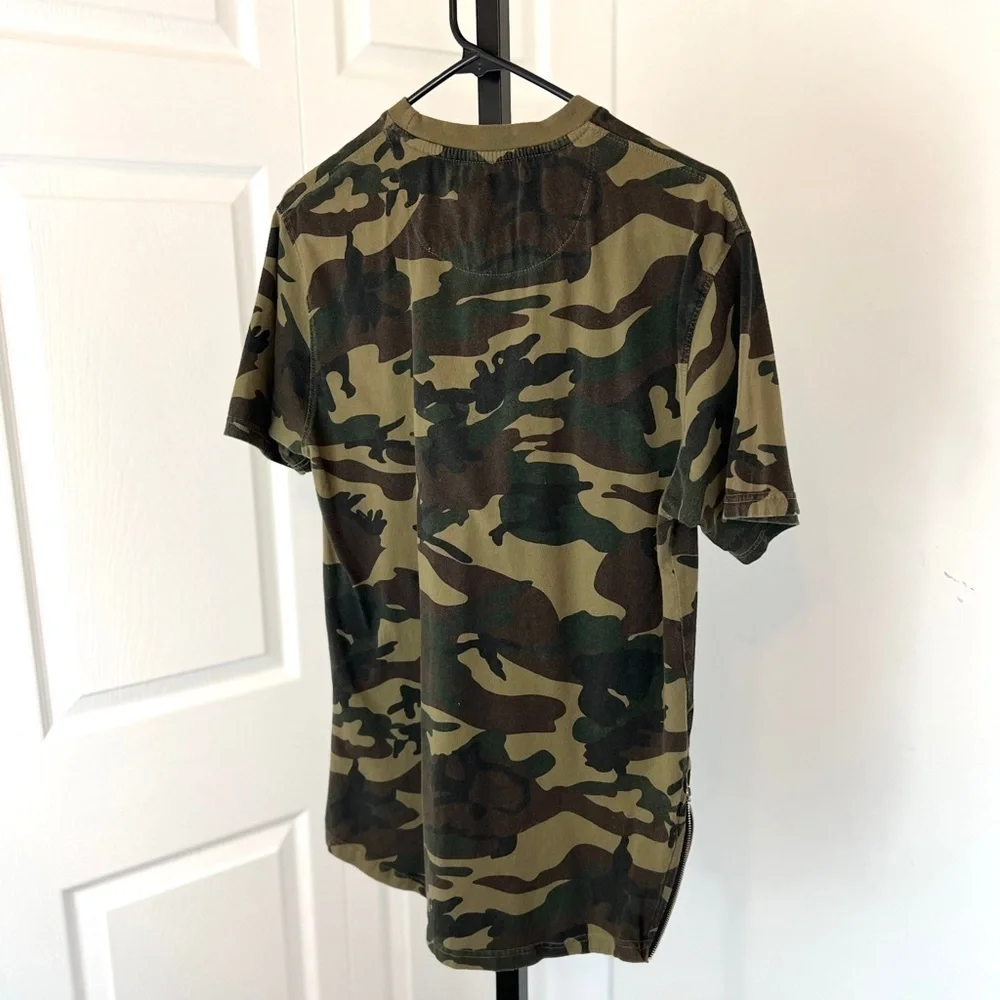 Focus Quality Wear Women's Camouflage T-shirt 100% Cotton Zipped Hip Slits Med - Picture 4 of 4